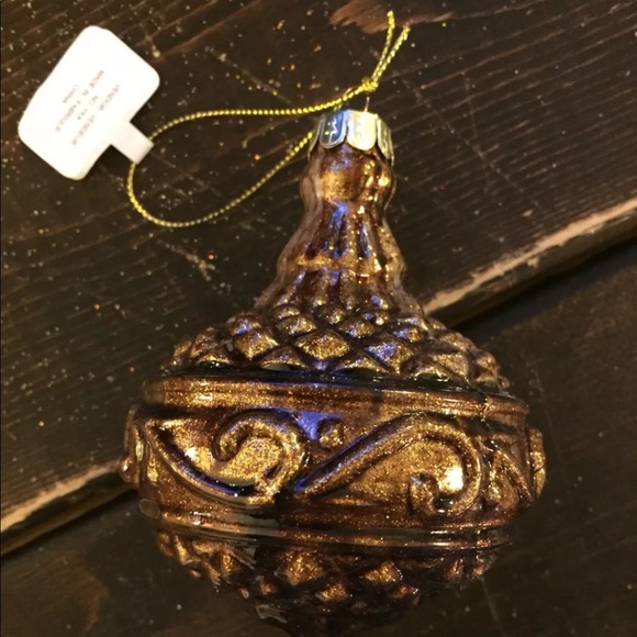 New Hand Blown Glass Christmas Tree Ornament Elegant Copper Vintage Dreidel Top - Picture 11 of 13